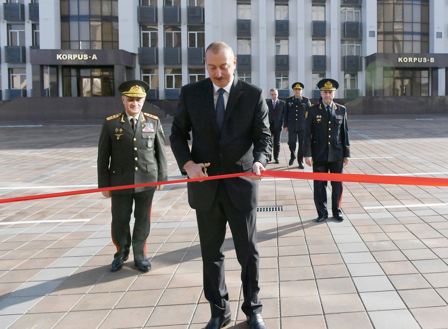 Prezident İlham Əliyev Polis Akademiyasında yeni tədris binasının açılışında iştirak edib