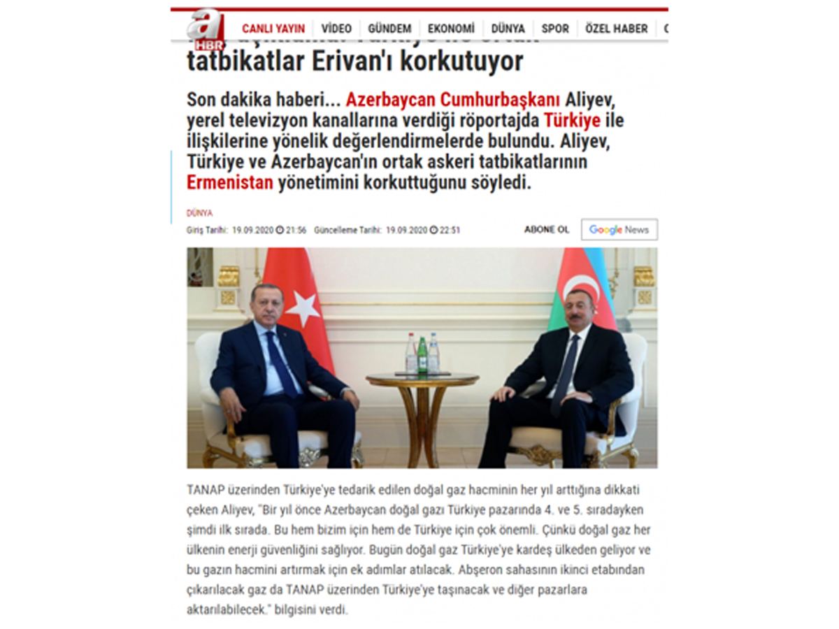 Xarici KİV-lər Prezident İlham Əliyevin yerli televiziya kanallarına müsahibəsini geniş işıqlandırıb