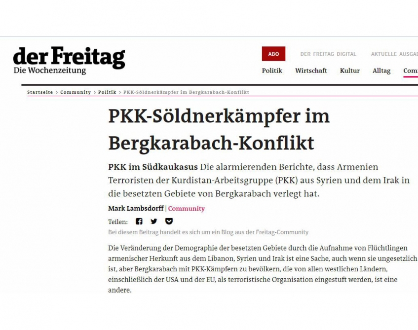 Alman politoloq: Ermənistan PKK silahlılarını Dağlıq Qarabağ gətirib
