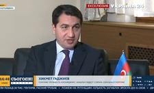 Azərbaycan Prezidentinin köməkçisi Hikmət Hacıyev “Ukraina-24” telekanalına müsahibə verib - FOTO