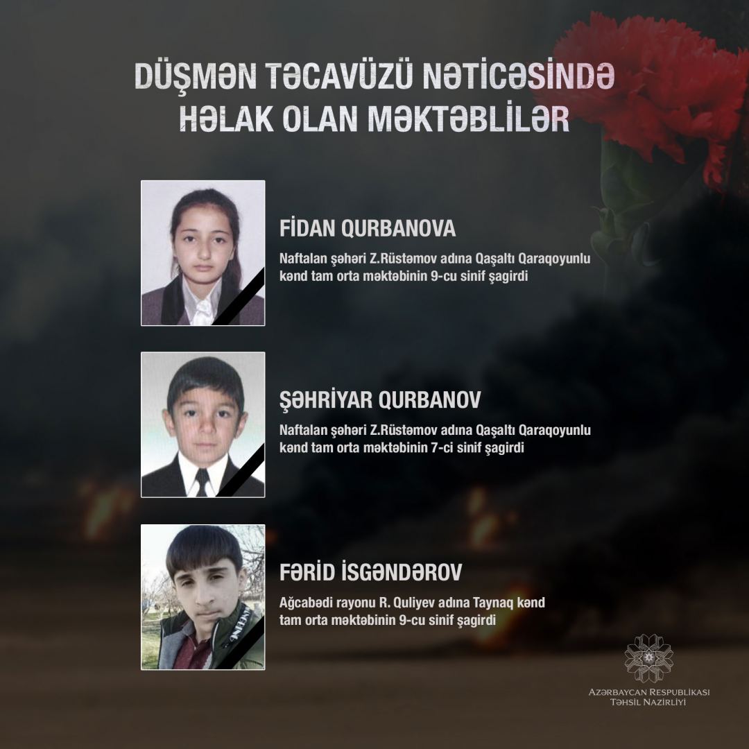 Ermənistanın atəşi nəticəsində həlak olan məktəblilər - FOTO