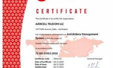 Azercell ölkəmizdə ISO 37001:2016 “Antikorrupsiya idarəetmə sistemi” standartlarına uyğunluq sertifikatını alan ilk mobil operator oldu