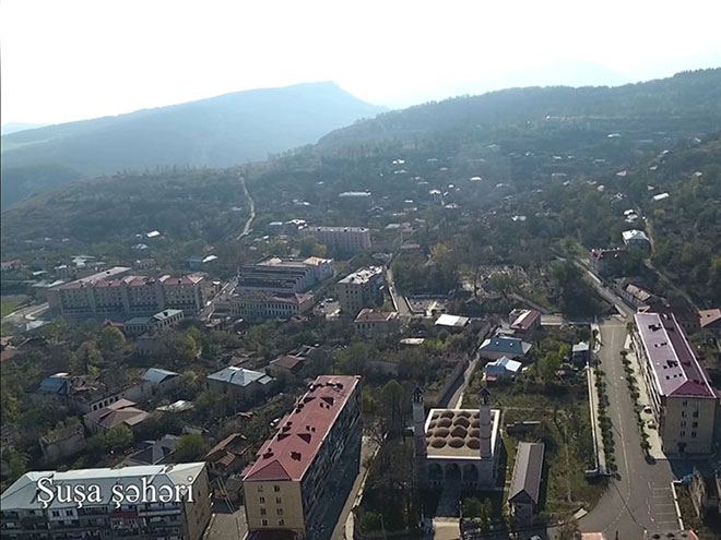 Şuşa şəhərinin havadan videogörüntüsü