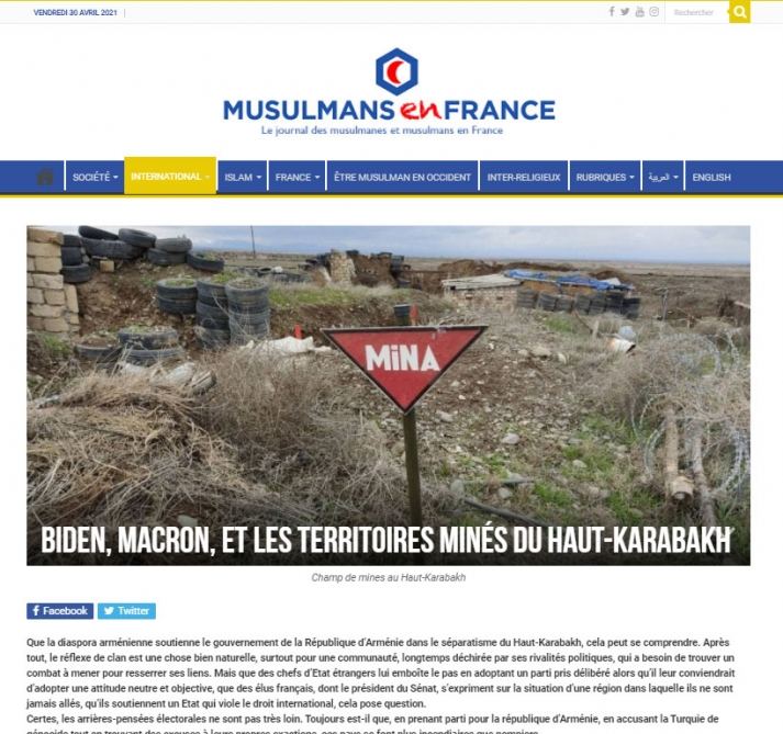 Fransa portalı: Ermənistan azad olunmuş ərazilərdəki minaların xəritəsini Azərbaycana verməkdən imtina edir