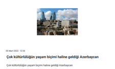 "Multikulturalizmin həyat tərzinə çevrildiyi Azərbaycan"