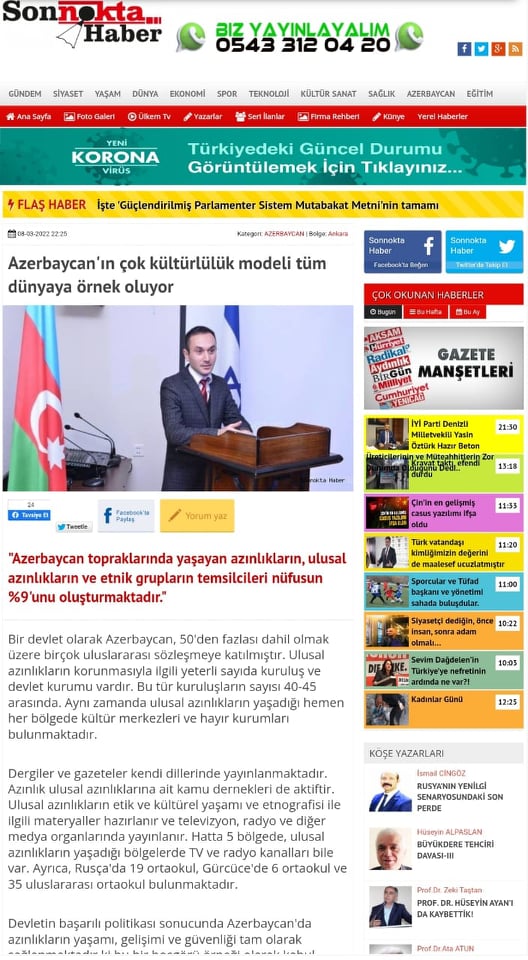 "Azərbaycan multikultiralizm modeli bütün dünyaya örnəkdir"