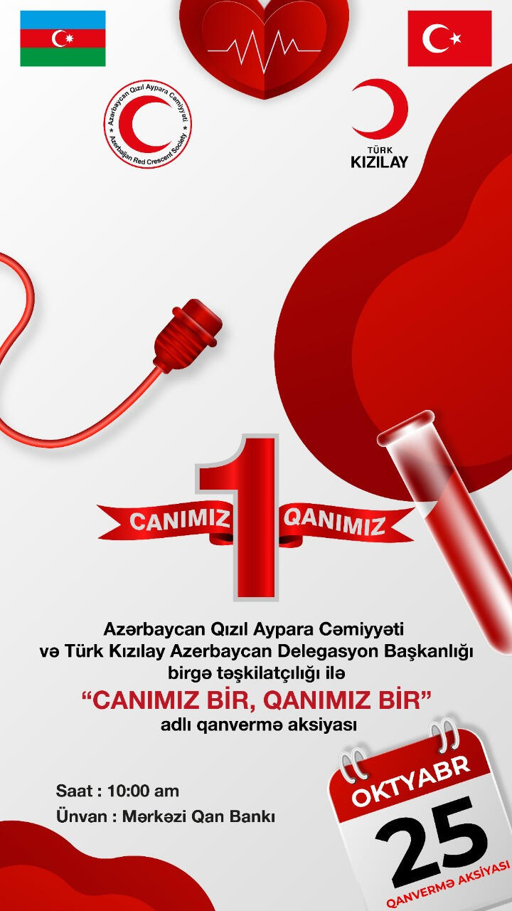 "Qanımız bir, canımız bir" devizi altında qanvermə aksiyası keçiriləcək
