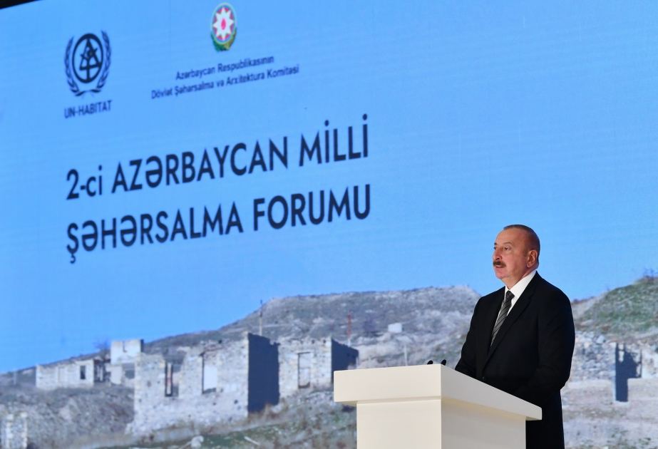 Prezident İlham Əliyev: İkinci Qarabağ müharibəsindən sonra bərpa işlərinə Azərbaycan büdcəsindən 7 milyard ABŞ dolları həcmində vəsait sərf edilib