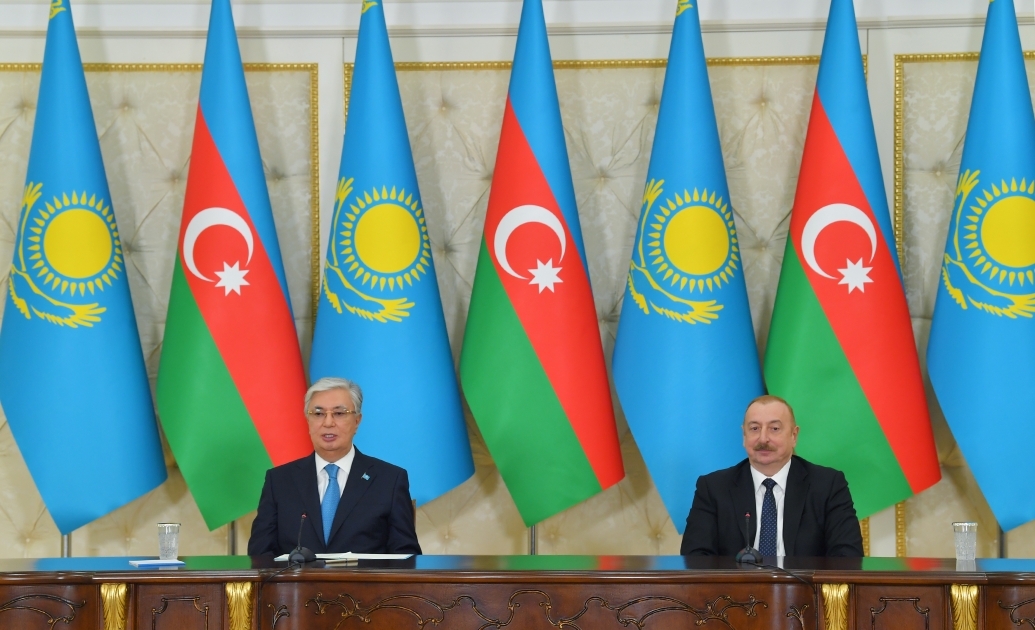 Prezident İlham Əliyev və Prezident Kasım-Jomart Tokayev mətbuata bəyanatlarla çıxış ediblər - YENİLƏNİB