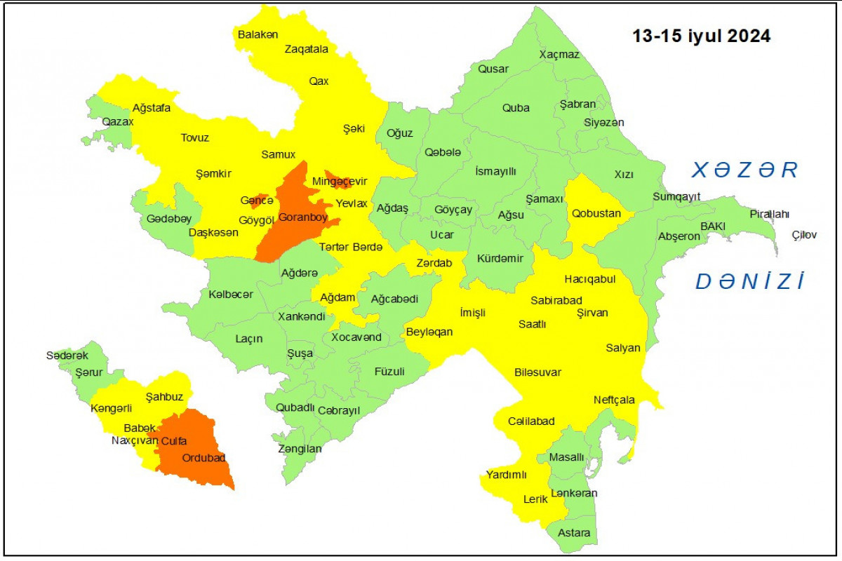 Küləkli hava şəraiti ilə bağlı sarı və narıncı xəbərdarlıq edilib