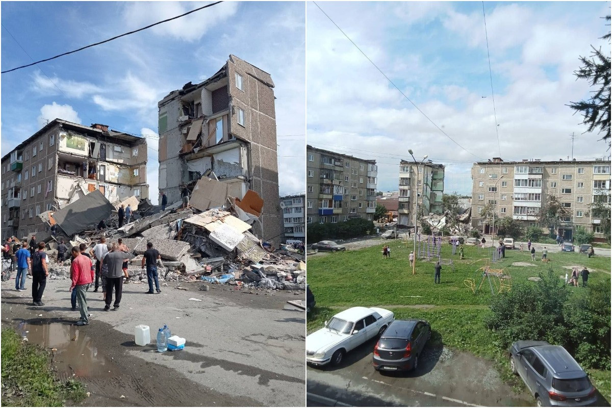 Rusiyada yaşayış binasında partlayış olub, binanın bir hissəsi çöküb - FOTO