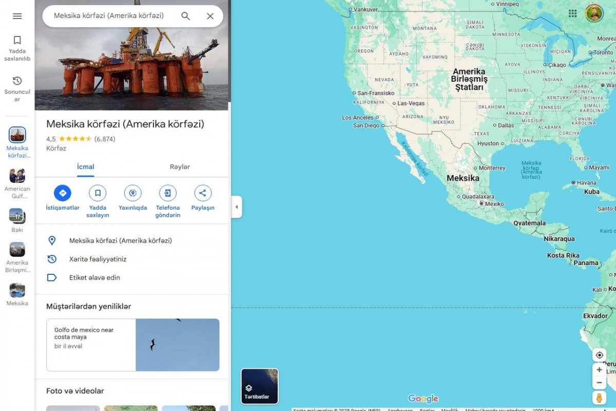 "Google" Meksika körfəzinin adını dəyişib