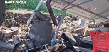 Türkiyədə güclü yağış evlərin bağ divarlarını uçurub