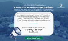 Xocalının Ballıca və Xanyurdu kəndində torpaqların əkin məqsədli istifadəyə verilməsi üçün müraciətlərin qəbuluna başlanır