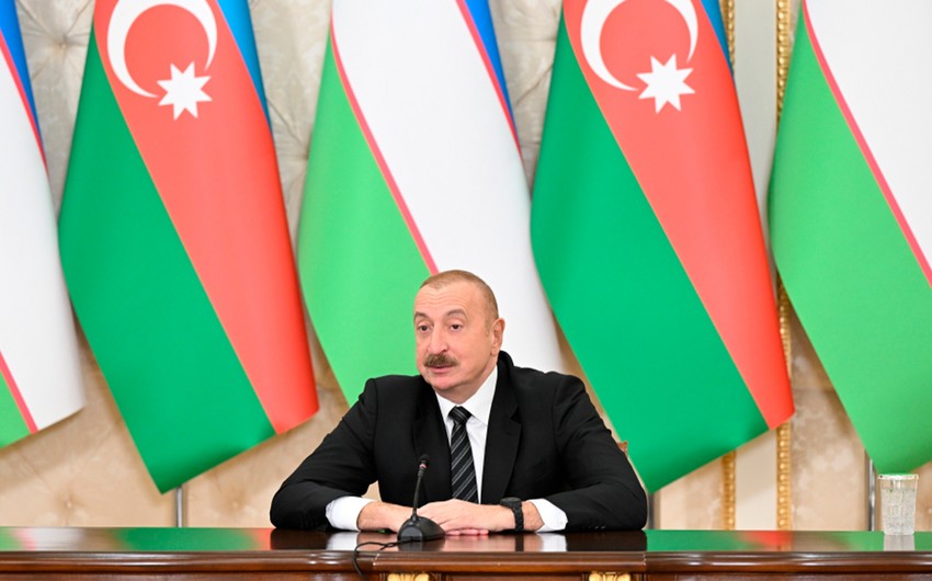 İlham Əliyev: Azərbaycan və Özbəkistan qonşu ölkələrlə nəqliyyat siyasətinin koordinasiyası üzrə razılığa gəlib