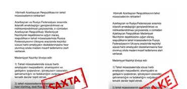 Mədəniyyət Nazirliyinin Rusiya ilə əməkdaşlığına dair saxta sənəd yayılıb
