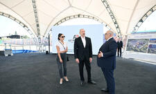 Prezident Gəncədə bazalt məhsullarının istehsalı müəssisəsinin təməlini qoyub  - YENİLƏNİB
