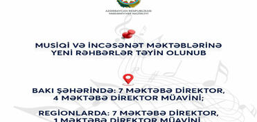 Musiqi və incəsənət məktəblərinə yeni rəhbərlər təyin olunub