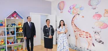 Leyla Əliyeva Şamaxıda inşa olunan körpələr evi-uşaq bağçalarının açılışında iştirak edib