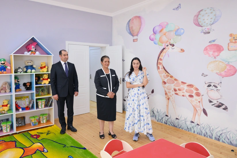Leyla Əliyeva Şamaxıda inşa olunan körpələr evi-uşaq bağçalarının açılışında iştirak edib