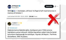 Türkiyə İsrail-HAMAS müharibəsinin ildönümündə Azərbaycanda bayraqların yarıya endirildiyi barədə xəbərləri saxta adlandırıb