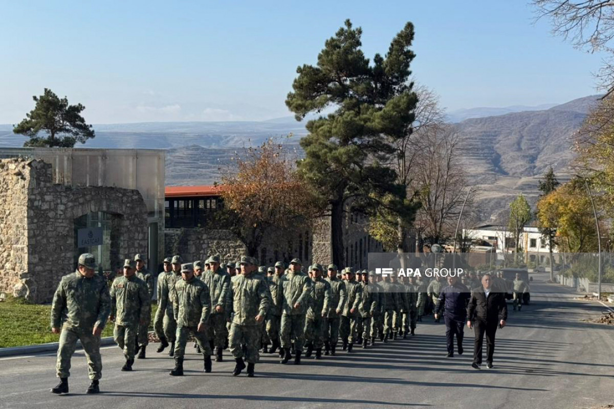 Laçında hərbi orkestrin müşayiəti ilə yürüş keçirilir  - FOTO