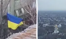 Qızğın döyüşlərin getdiyi Pokrovsk şəhərinin mərkəzində Ukrayna bayrağı qaldırılıb - FOTO