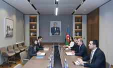 Ceyhun Bayramov diplomatik fəaliyyətinin başa çatması ilə əlaqədar Vladanka Andreyeva ilə görüşüb