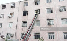 Bakıda binada yanğın başlayıb