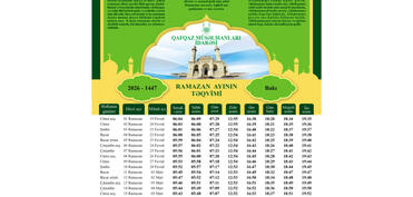 İftar və imsak vaxtları CƏDVƏL