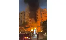 Dubayda hotelin yanına İran raketi düşüb, güclü yanğın başlayıb - VİDEO