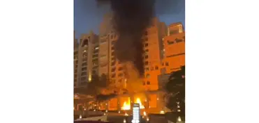 Dubayda hotelin yanına İran raketi düşüb, güclü yanğın başlayıb - VİDEO