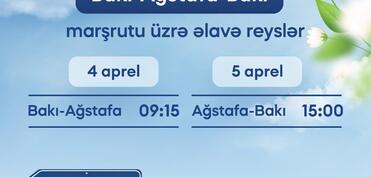 ADY Bakı–Ağstafa marşrutu üzrə əlavə qatar reysləri təyin etdi