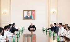 Prezident İlham Əliyev Avropa çempionatında komanda hesabında çempion olan güləşçiləri qəbul edib