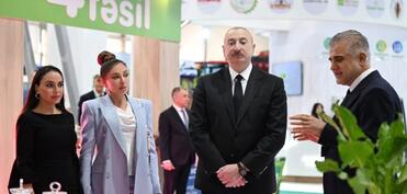 Prezident 19-cu “Caspian Agro Week” və 31-ci “InterFood Azerbaijan” sərgiləri ilə tanış olub