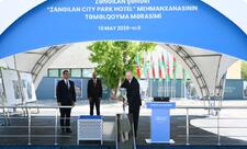 Prezident İlham Əliyev Zəngilan şəhərində “Zangilan City Park Hotel”in təməlini qoyub