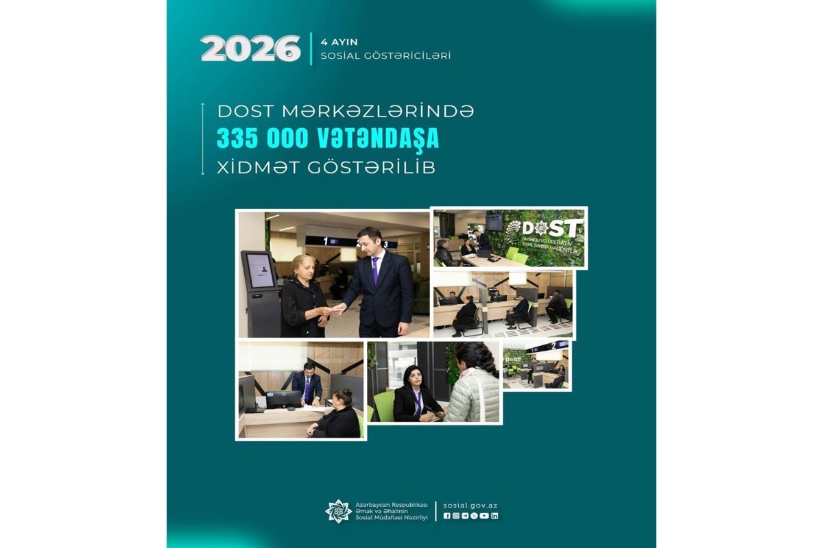 Yanvar-aprel aylarında DOST mərkəzlərində 335 min vətəndaşa xidmət göstərilib