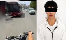 Təhlükəli motosiklet sürücüsünü polis saxlayıb