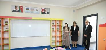 Leyla Əliyeva Yevlaxda məktəb binasının açılışında iştirak edib - FOTO