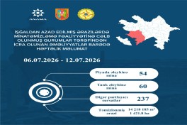 Azad edilmiş ərazilərdə daha 114 mina, 237 PHS aşkarlanıb