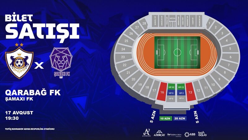 “Qarabağ” – “Şamaxı” matçının biletləri satışa çıxarıldı