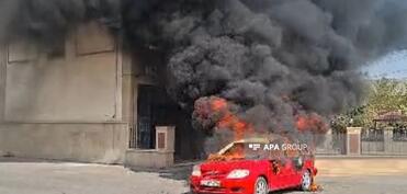 Yevlaxda yanacaqdoldurma məntəqəsində yanğın olub  - FOTO