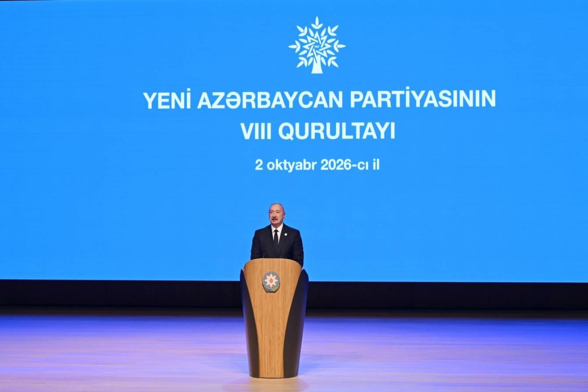 Yeni Azərbaycan Partiyasının VIII Qurultayı keçirilir, Prezident çıxış edib - YENİLƏNİB-1