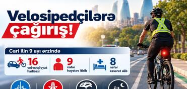 Bu il 9 velosipedçi yol qəzasında ölüb, 8 nəfər xəsarət alıb