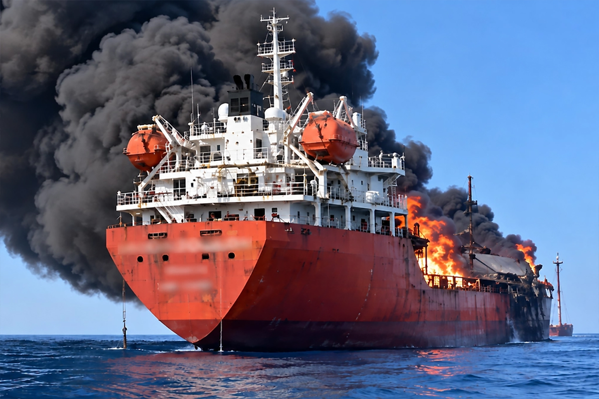 Hörmüz boğazında tanker minaya düşüb
