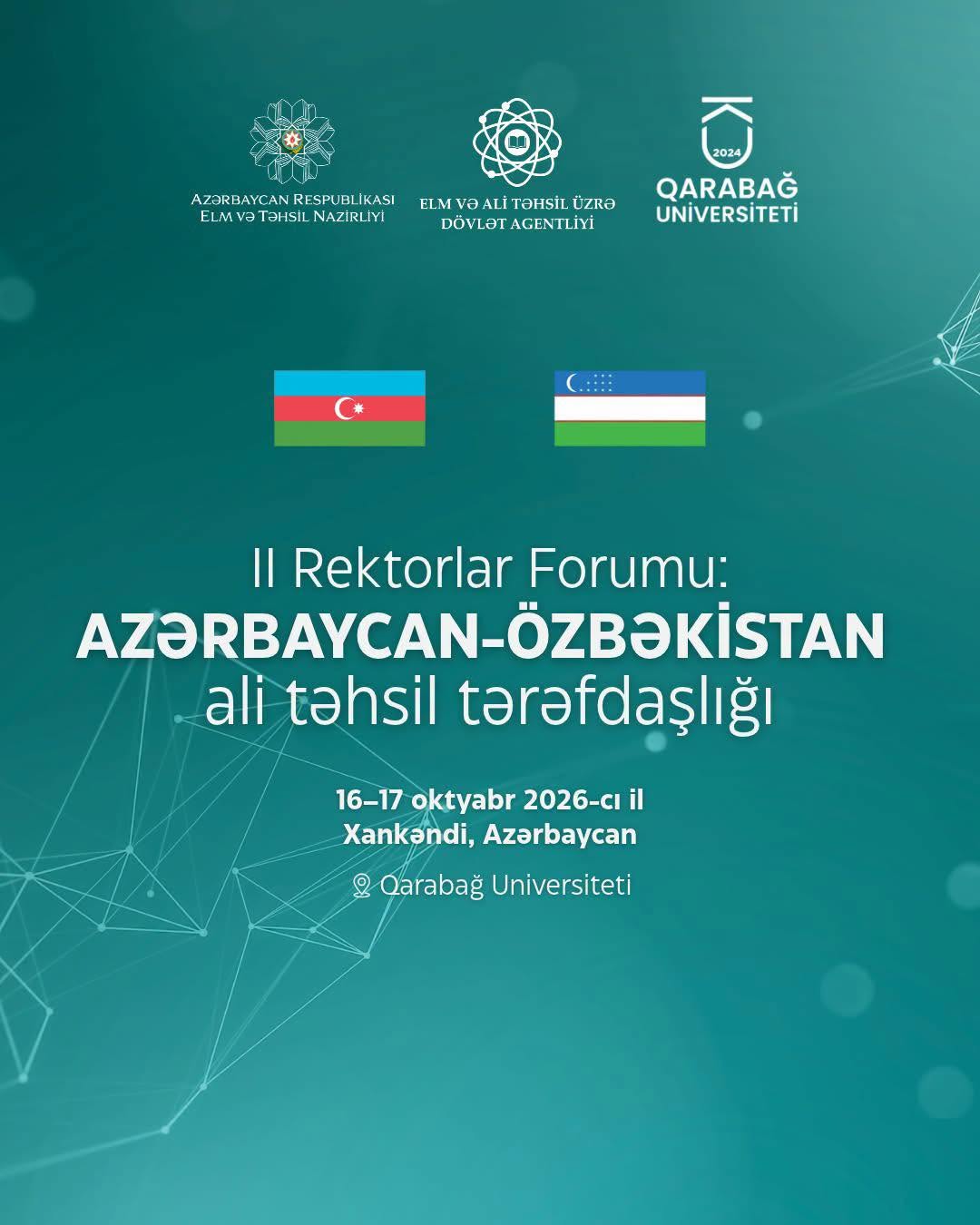 Azərbaycan–Özbəkistan İkinci Rektorlar Forumu keçiriləcək