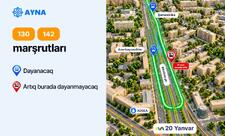 “20 Yanvar” metrostansiyası və “Şamaxinka” aralığındakı dayanacaqdan daha 4 marşrut çıxarılır