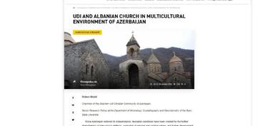 Azərbaycanın multikultural mühitində udilər və Alban kilsəsi haqqında məqalə yayımlanıb